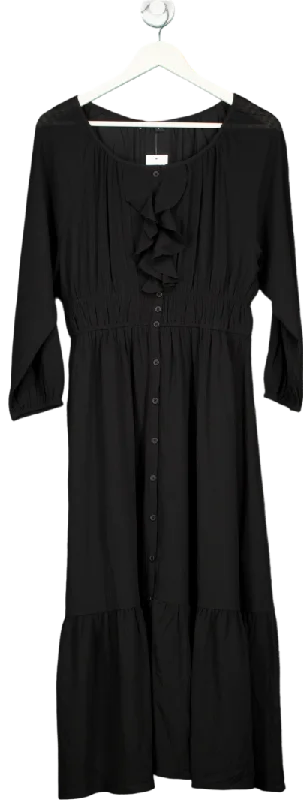 Women's Georgian Wool SweatersFrench Connection Black Anna Cora Pleated Button Down Maxi Dress UK XS