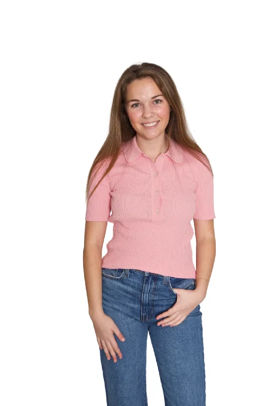 Women's Blouse with Keyhole CollarDanae Polo in Crepe Cotton