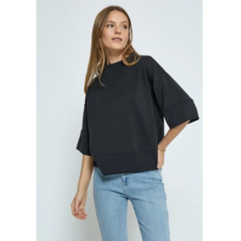 Women's Blouse with Notched CollarPC7248 Dicette Top - Black