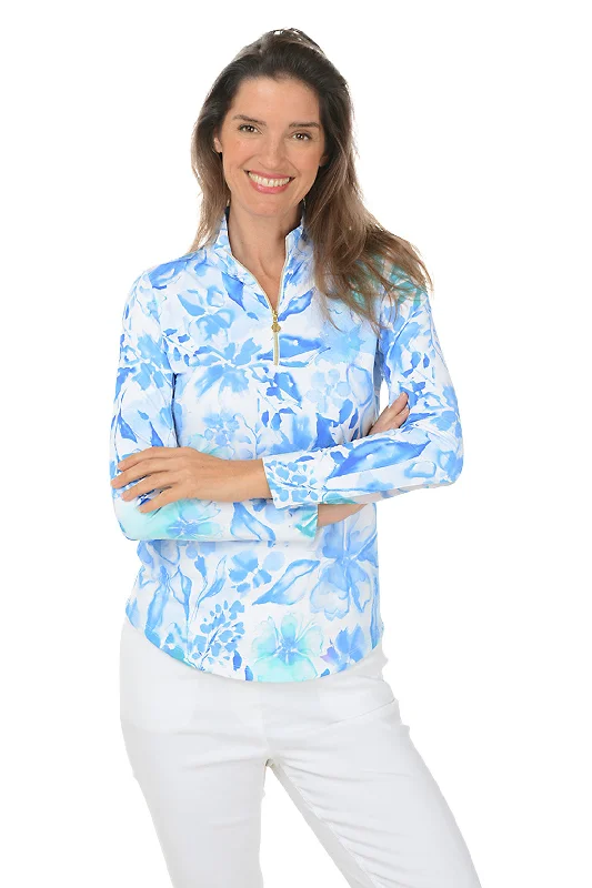 Women's Solid BlouseWatercolor Flower UPF50+ Sun Shirt