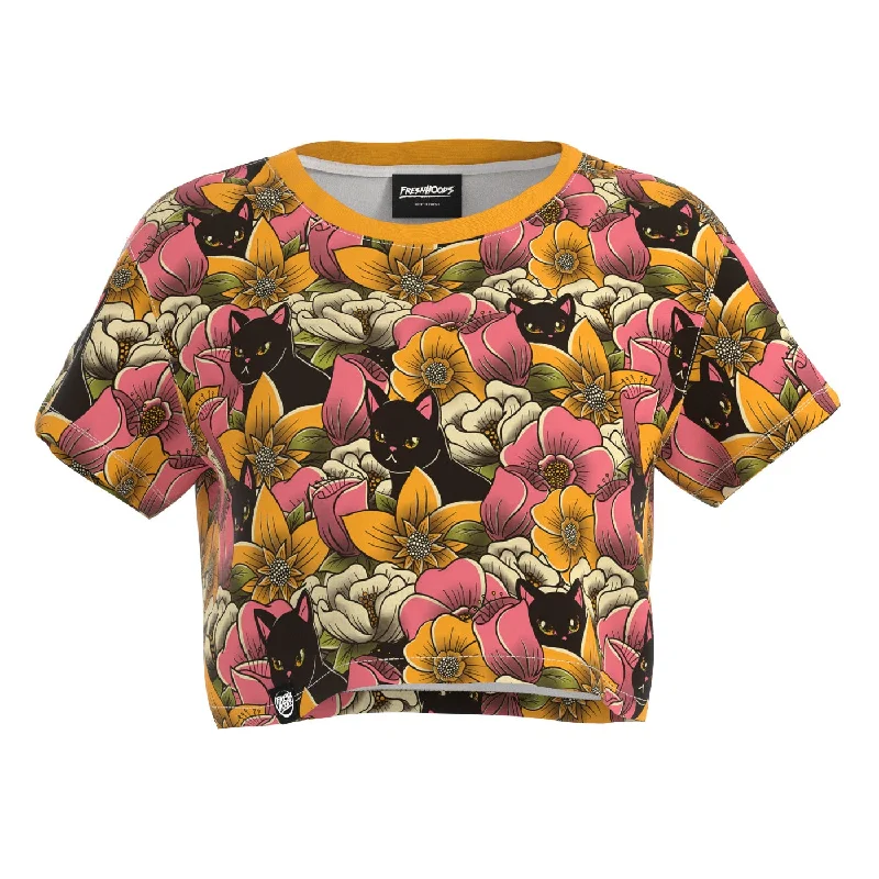 Women's Blouse with Peter Pan CollarCat's In A Field Crop Top