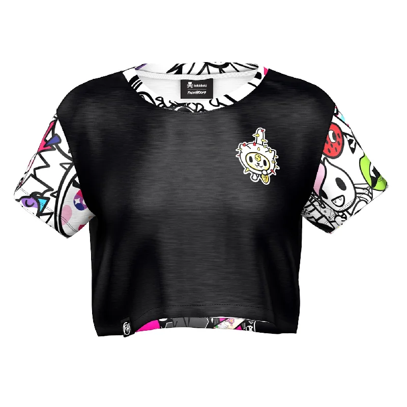 Women's Blouse with Collarless DesignDonut Crop Top