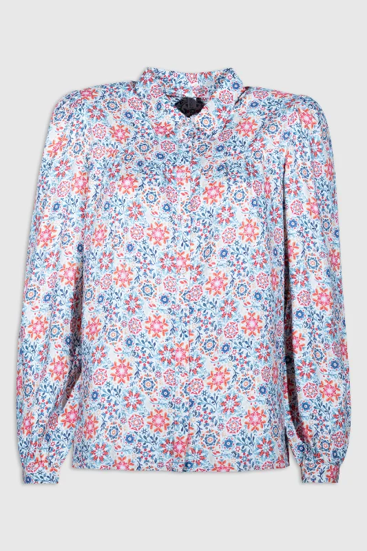 Women's Blouse with Peter Pan Collar16107305 Print Blouse