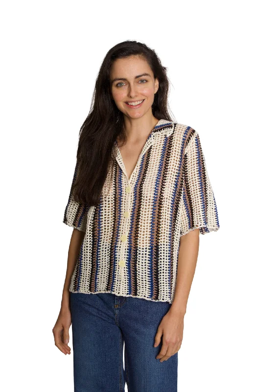 Women's Blouse with Shirt CollarColby Crochet Shirt