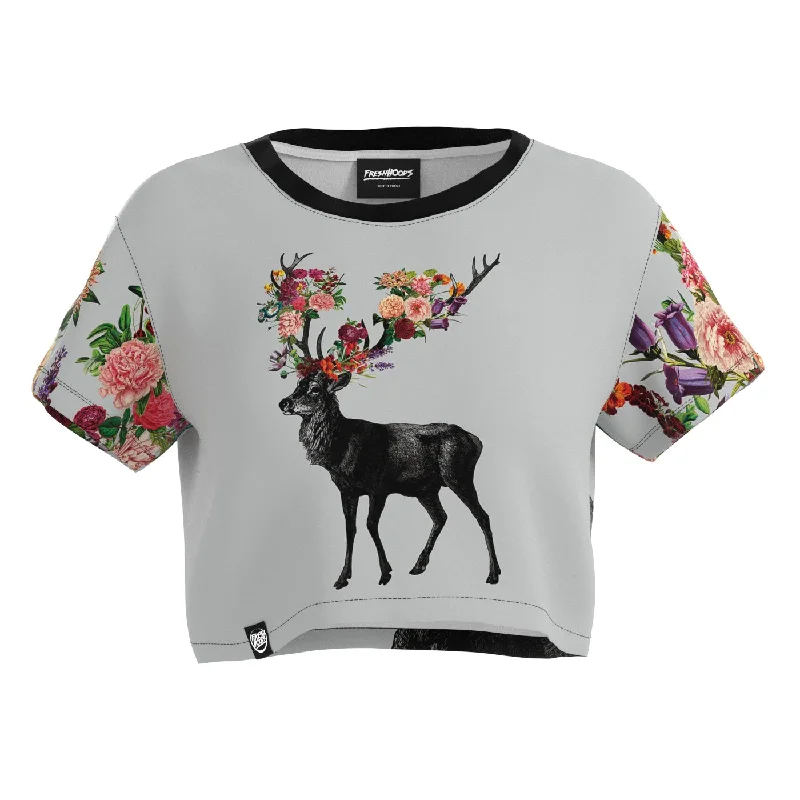 Women's Blouse with Sweetheart CollarSpring Itself Deer Crop Top