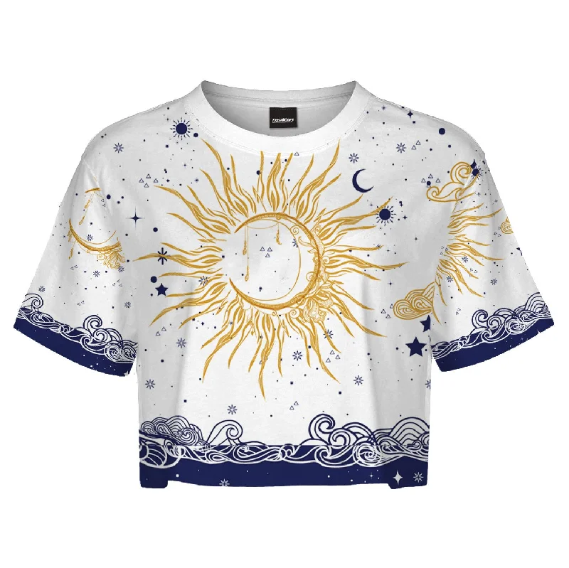 Women's Blouse with Collarless DesignSun And Moon Crop Top