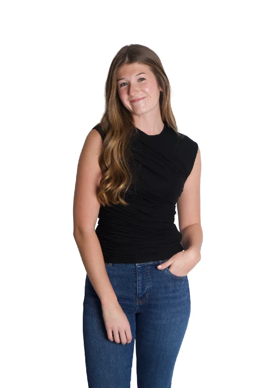 Women's Blouse with Straight HemEster Twist Tank in Black