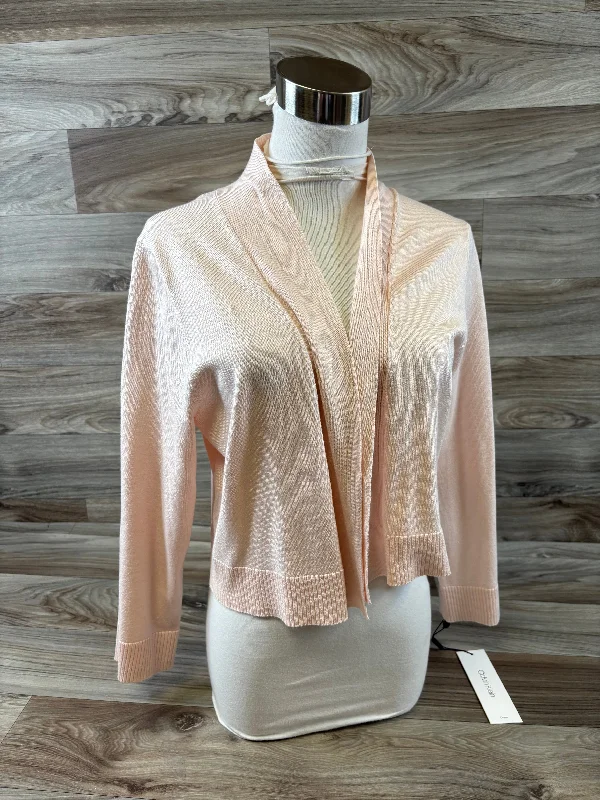 Women's Sweetheart Collar SweatersCardigan By Calvin Klein In Peach, Size: L