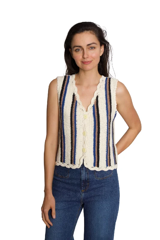 Women's Blouse with Collarless NeckLucy Vest