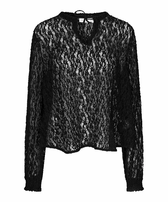 Women's Blouse with Three-Quarter Sleeves1008516 MaBolitte Lace Top - Black