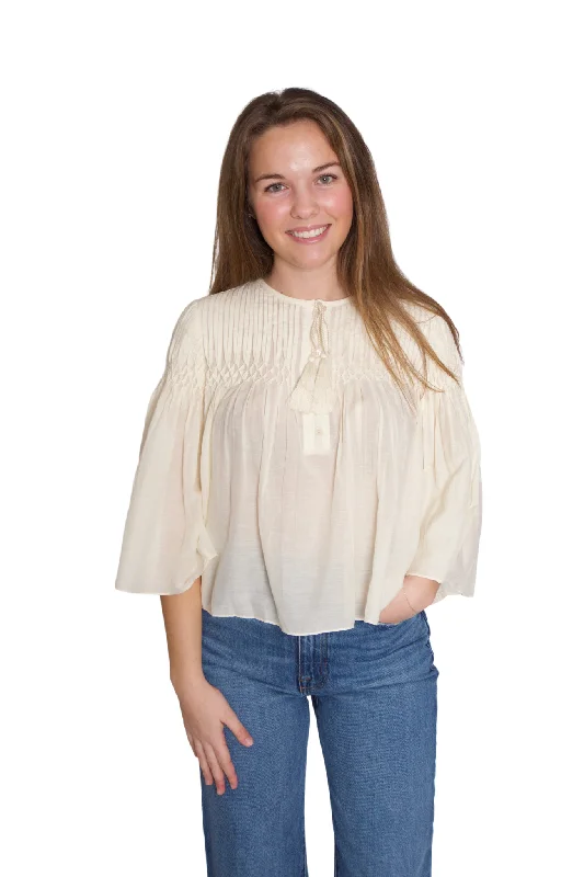 Women's Blouse with High CollarAxeliana Blouse in Ecru