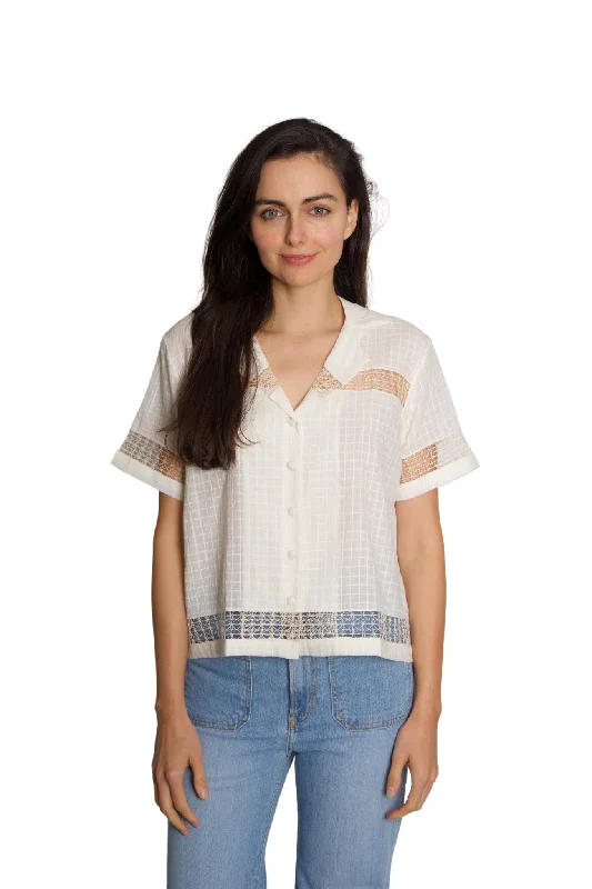 Women's Blouse with Collarless DesignRita Shirt