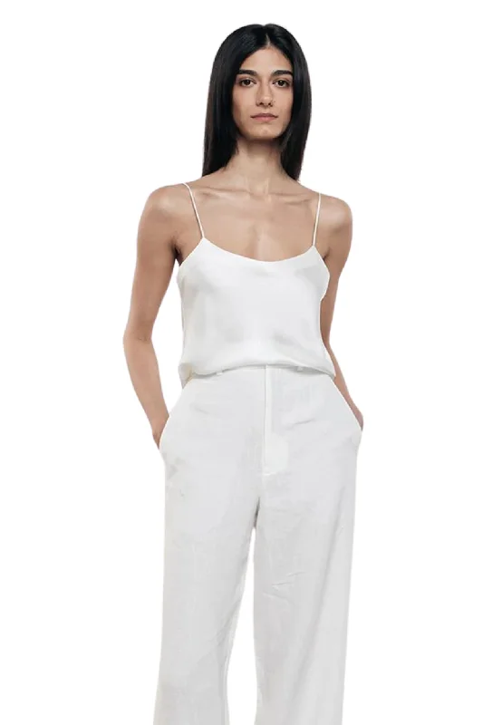 Women's Blouse with ButtonsSilk Satin Camisole in Off White