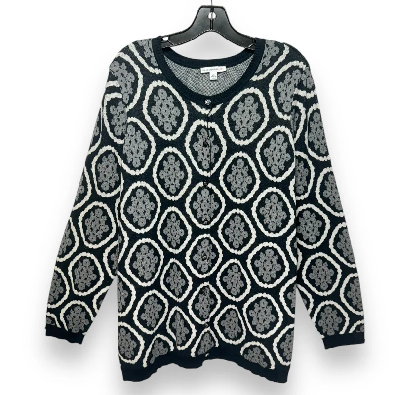 Women's Patterned SweatersSweater Cardigan By Isaac Mizrahi Live Qvc In Black & Grey, Size: 3x