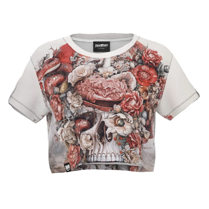 Women's Blouse with Rounded CollarBloom of Mortality Crop Top