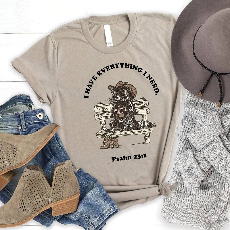 Women's Blouse with EmbroideryI Have Everything I Need Psalm 23:1 - Raccoon Tee