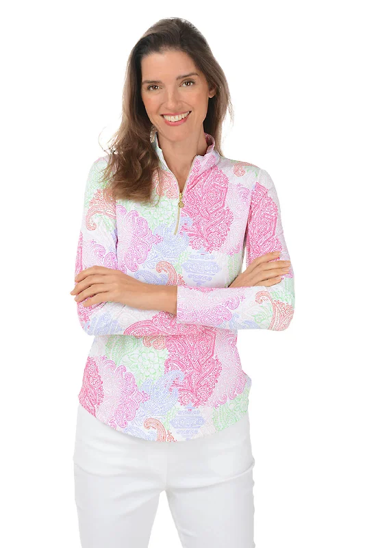 Women's High-Neck BlouseMulti Paisley UPF50+ Sun Shirt