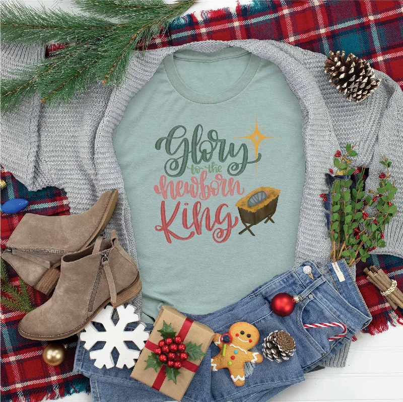 Women's Blouse with Collarless NeckGlory To The Newborn King Tee