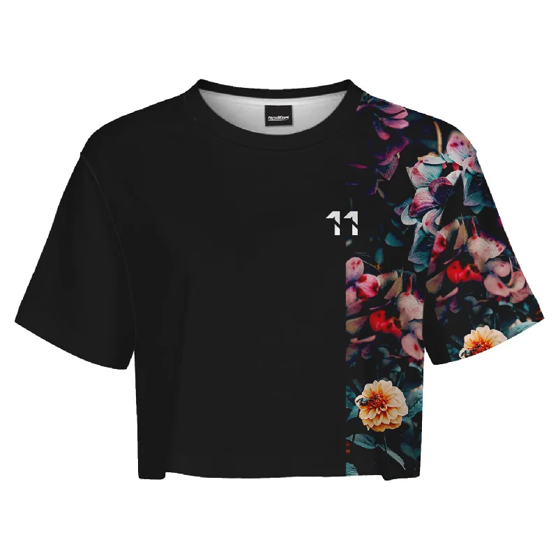 Women's Blouse with Notched CollarVintage Flowers Crop Top