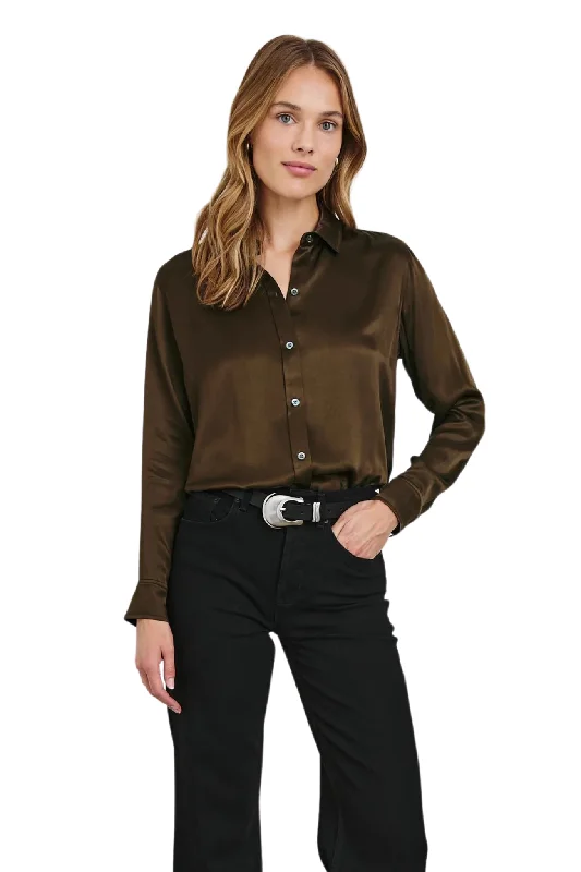 Women's Blouse with Shawl CollarMaria Top in Dark Moss