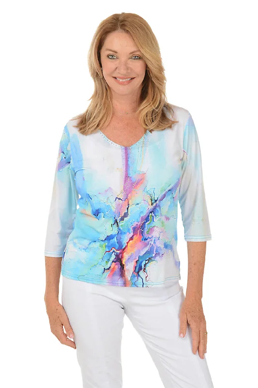 Women's Blouse with BeadsOcean Reflection Knit Top