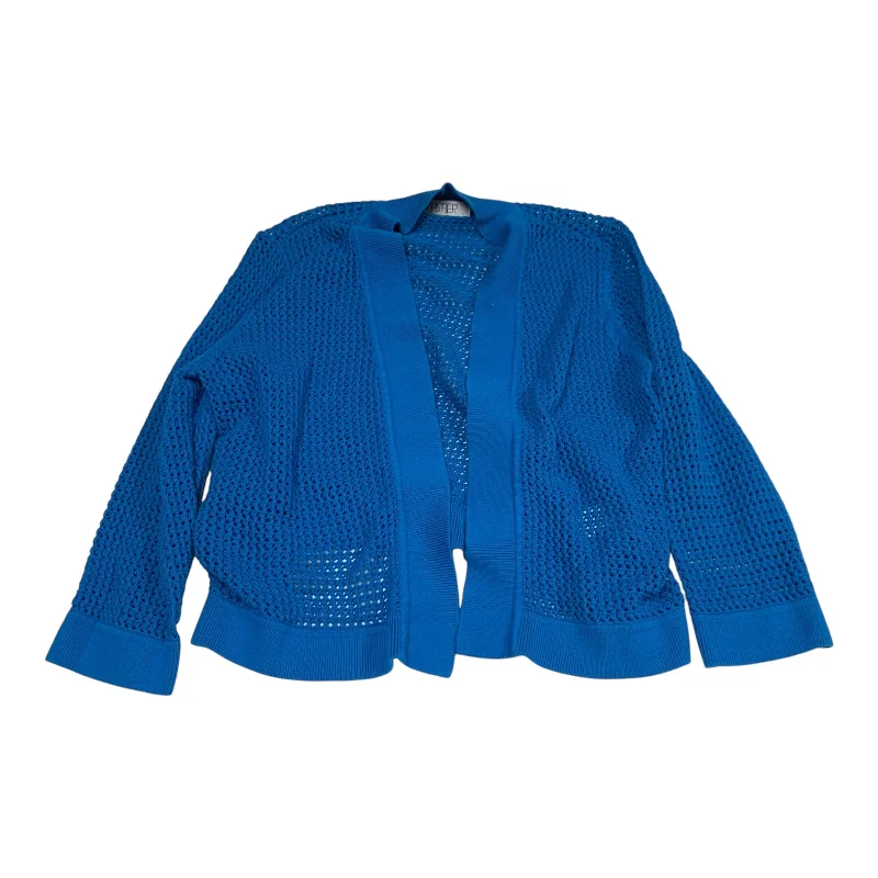 Women's Zip-Up SweatersSweater Cardigan By Kasper In Blue, Size: 2x