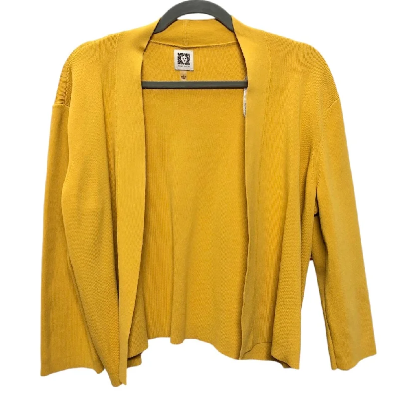 Women's Ribbed SweatersCardigan By Anne Klein In Yellow, Size: L