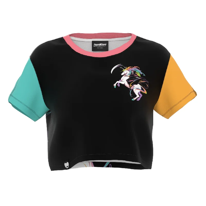 Women's Blouse with Square CollarDeath Unicorn Crop Top