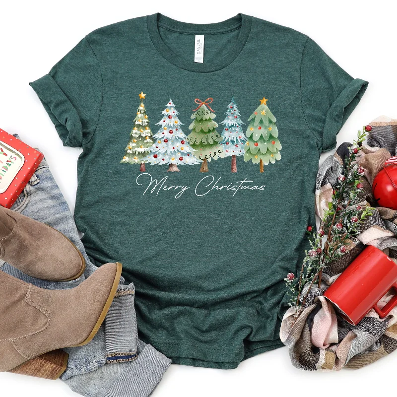 Women's Blouse with Collarless DesignMerry Christmas Tee