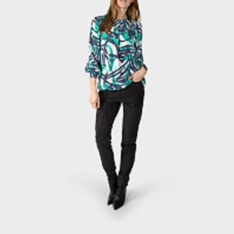 Women's Blouse with Shawl CollarPrint Blouse - Moonbeam