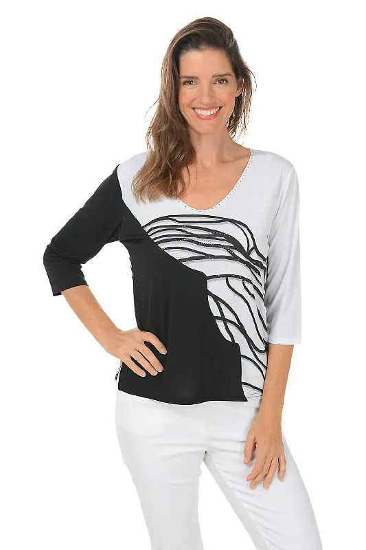 Women's Blouse with ShirringFault Lines Knit Top