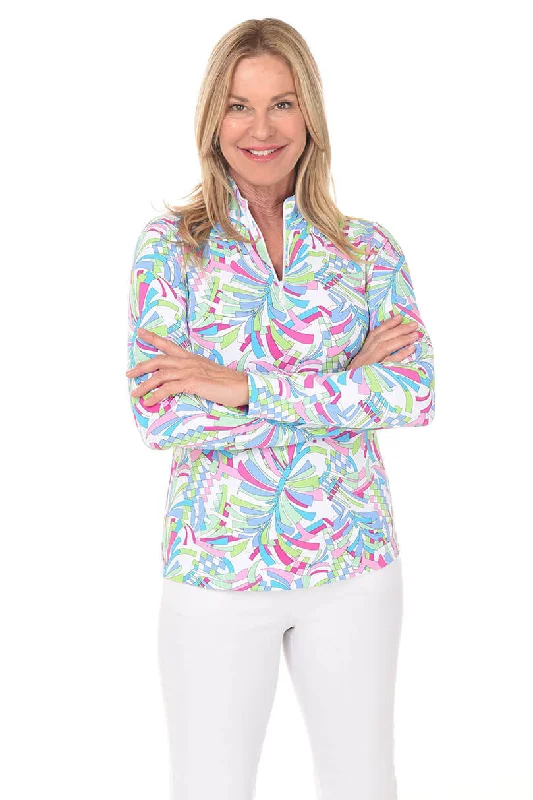 Women's Blouse with Boat CollarCasi Confetti UPF50+ Sun Shirt