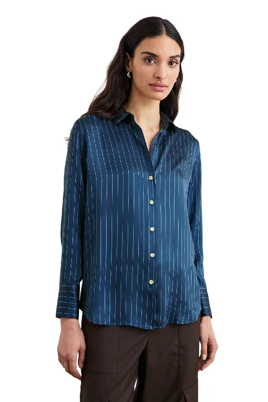 Women's Blouse with Cropped LengthDorian Shirt in Arctic Stripe