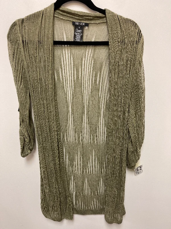 Women's Cap Sleeve SweatersCardigan By Nic + Zoe In Green, Size: S