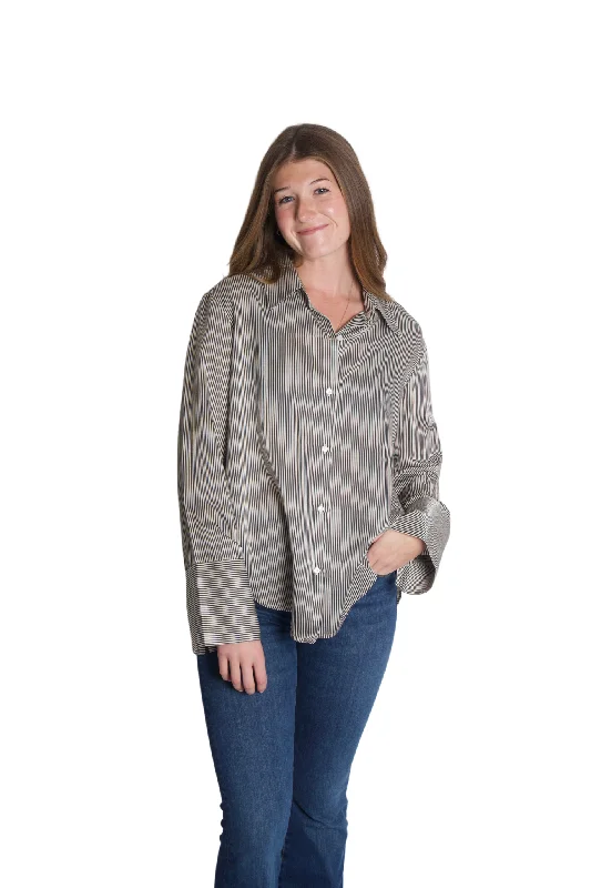 Women's Blouse with V-Shaped HemCamilia Shirt in Venetian Stripe