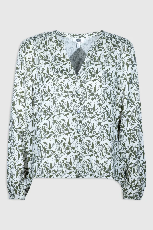 Women's Blouse with Sweetheart Collar16125106 Abstract Print Blouse