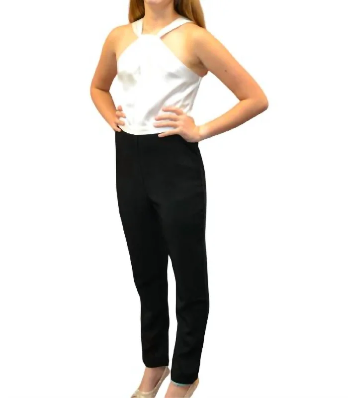 Women's Jodhpurs with Wide CollarPriscilla Halter Top Twofer Jumpsuit In Black & White