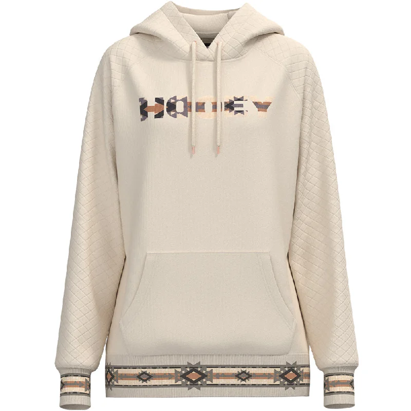 Women's Hooded Sweatshirts with Patch Pockets"Legendary Hoody" Cream w/Quilted Pattern