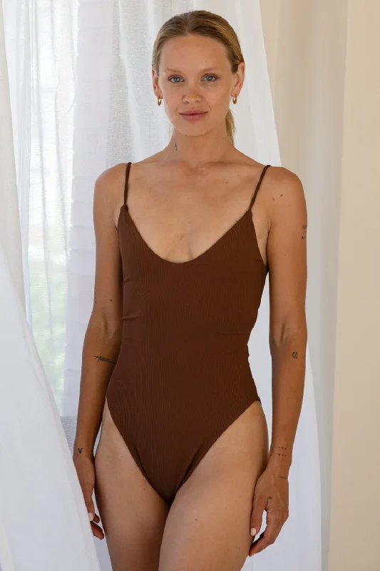 The Corset One Piece - Ribbed Espresso