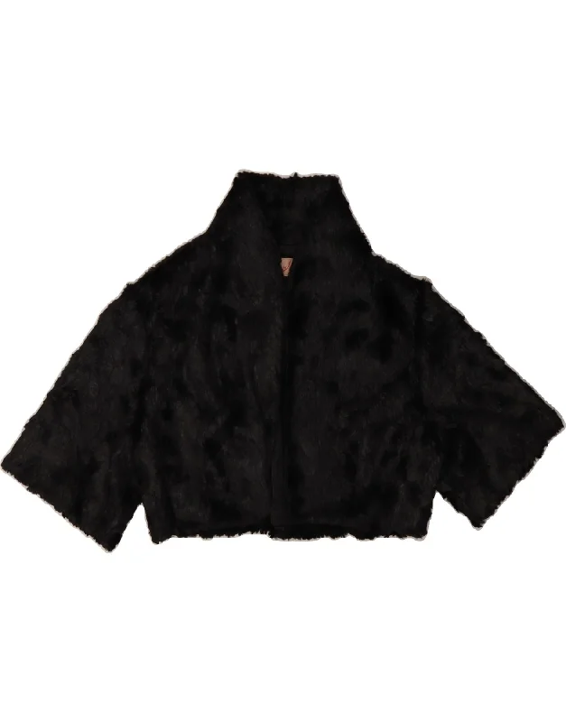 Women's Coats with Fur Trimmed SleevesDARCY Womens Short Sleeve Faux Fur Bolero Jacket UK 12 Medium Black