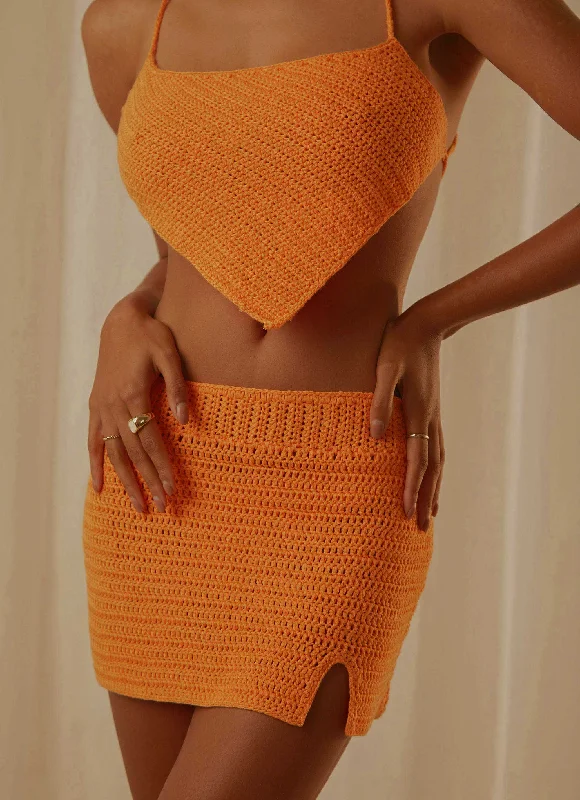 Women's Turtleneck DressesIsland Sun Crochet Mini Skirt - Tangerine