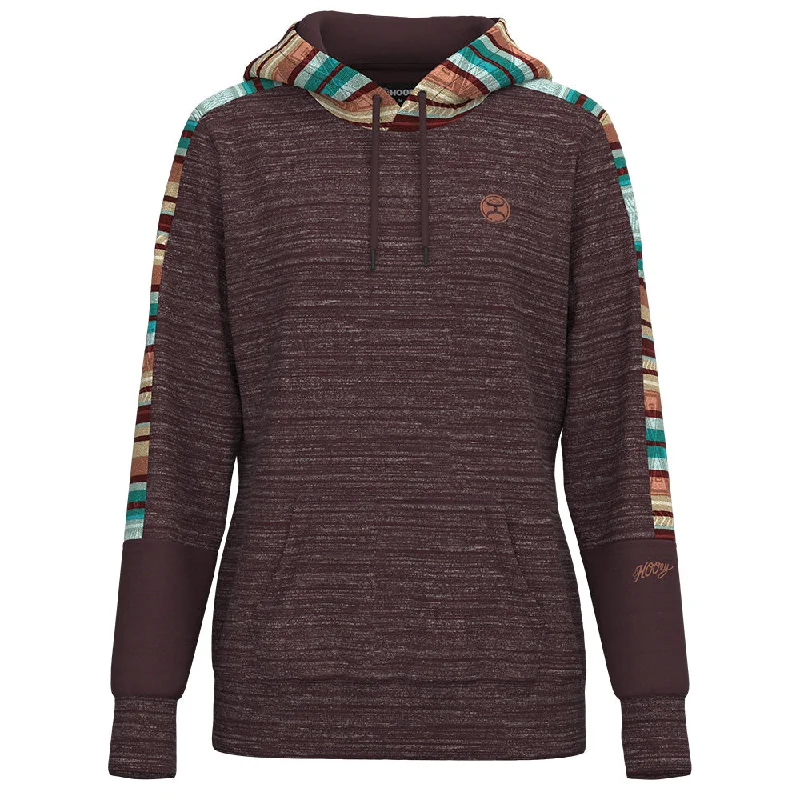 Women's Hooded Sweatshirts with Plaid Lining"Canyon" Maroon w/ Serape Pattern Hoody