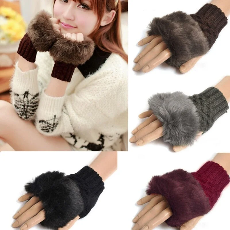 plus-size mastectomy bra with pockets for prosthesisPACK OF 2 Women Gloves Stylish Hand Warmer Winter Half Finger Mittens Ladies Rabbit fur Wool Embroidery Knitted Wrist Warm Mittens Hot Sale