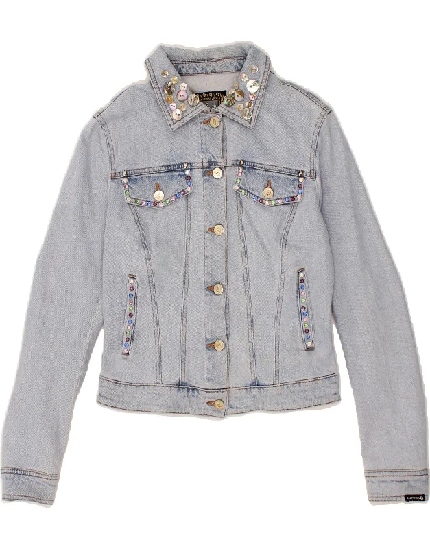 Women's Coats with PocketsCAPPOPERA Womens Crop Denim Jacket IT 42 Medium Blue Cotton