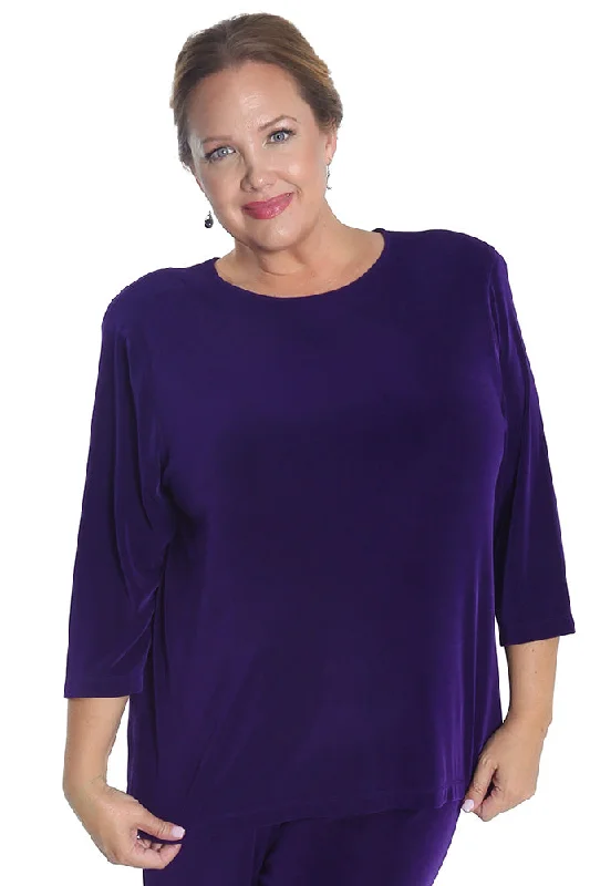 Women's Jodhpurs with Peter Pan CollarVikki Vi Classic Royal Purple 3/4 Sleeve Top