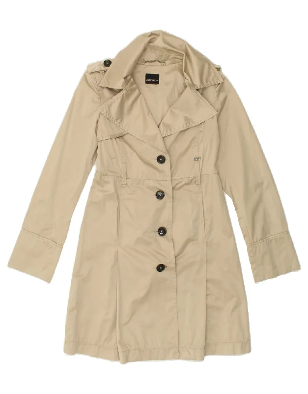 Women's Coats with Fur Trimmed SleevesMISS SIXTY Womens Overcoat UK 6 XS Beige Polyester