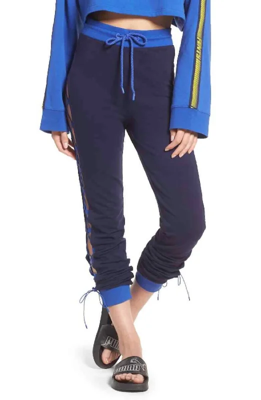 Women's Jodhpurs with ElasticFenty Rihanna Side Lace-Up Jogger Pants In Blue