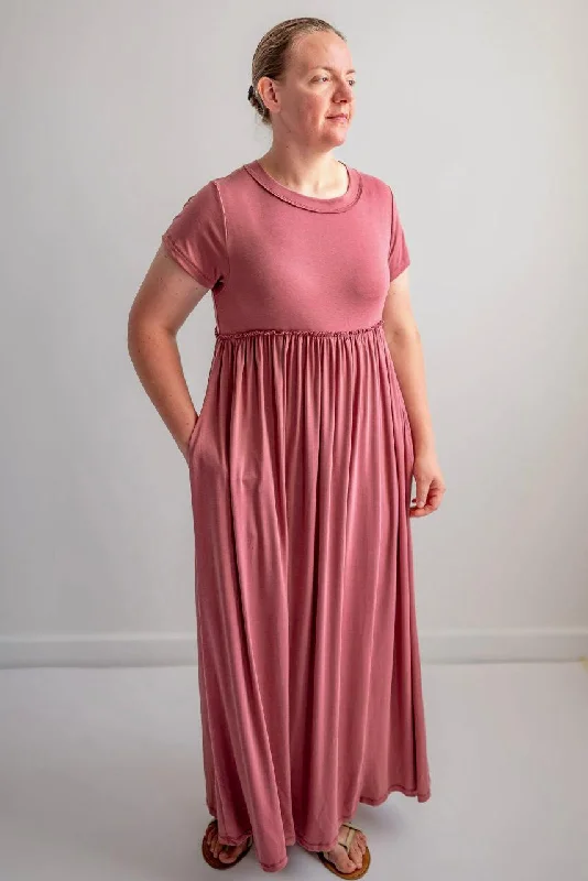 Women's Keyhole Collar DressesRachel Knit Maxi Dress in Mauve - FINAL SALE