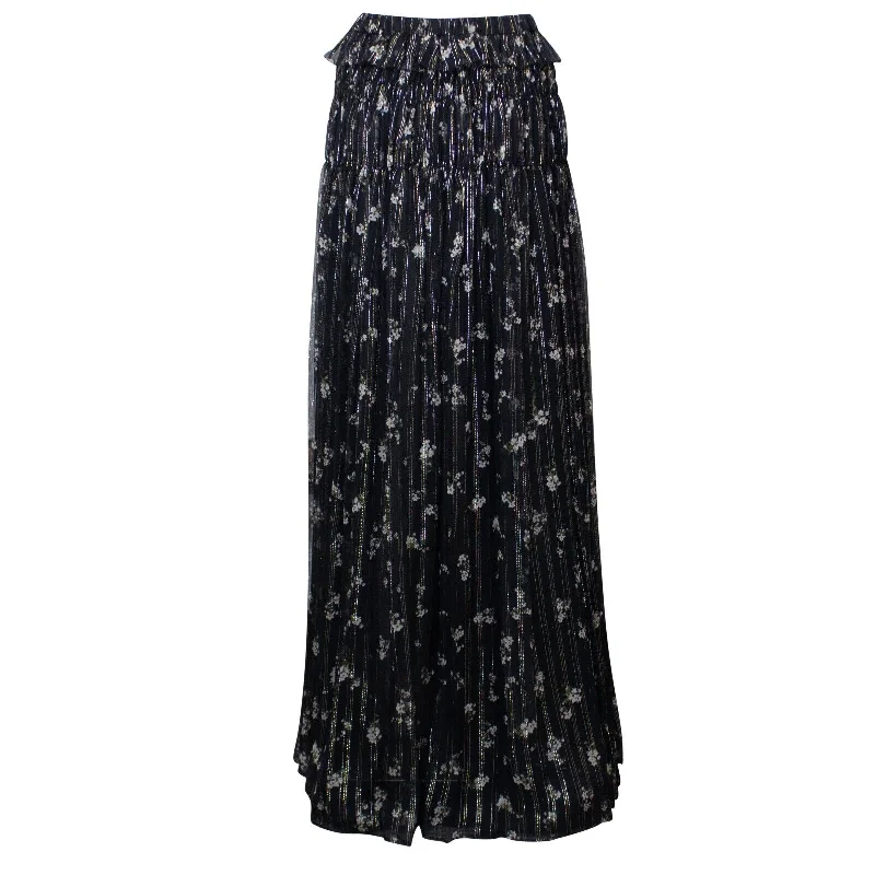 Women's Boat Hem SkirtsAmiri Floral Chiffon Maxi Skirt - Black