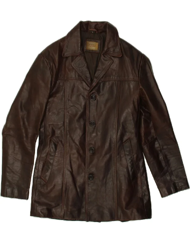 Women's Anorak CoatsVINTAGE Womens Leather Coat UK 14 Large Brown Leather